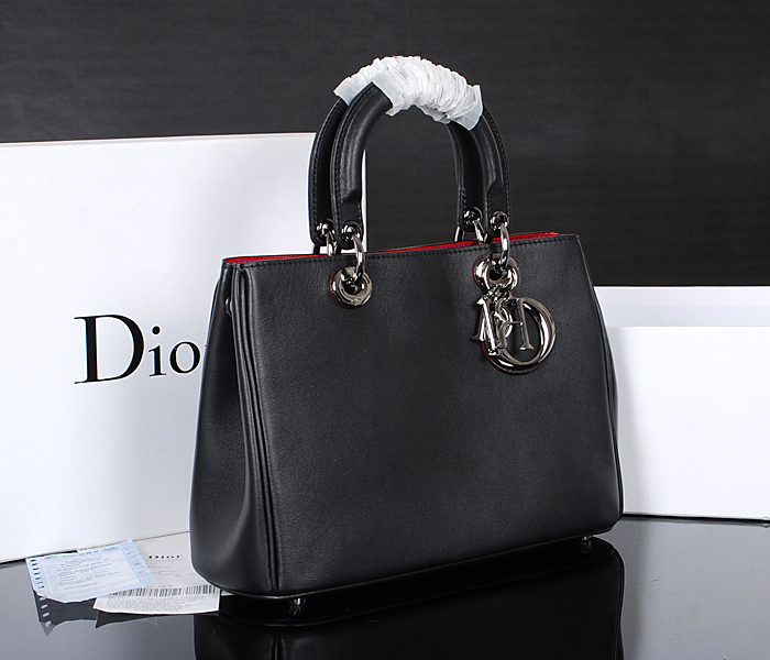 Dior迪奥新款女士手提包 0902黑色枪色五金原版南非牛皮