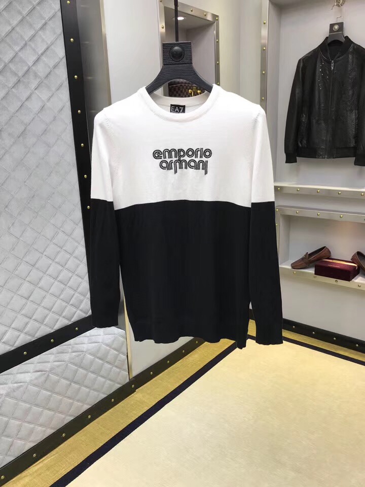 阿玛尼 2018官网新秋冬系列针织羊毛衫 时尚黑白撞色设计
