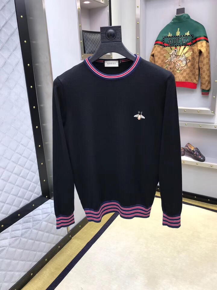 古奇 2018官网最新秋冬系列 撞色收口设计针织羊毛衫
