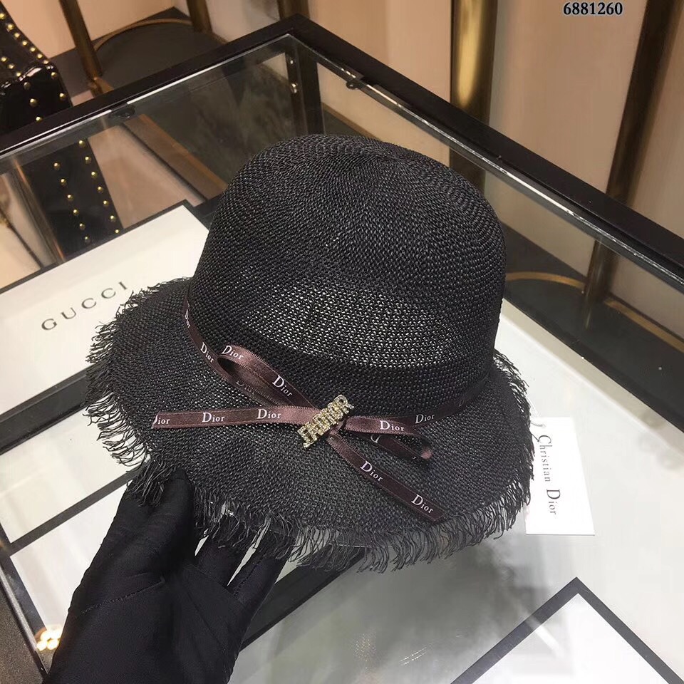 （Dior）迪奥狠货来袭 手钩草帽  遮阳扮美两不误  黑色