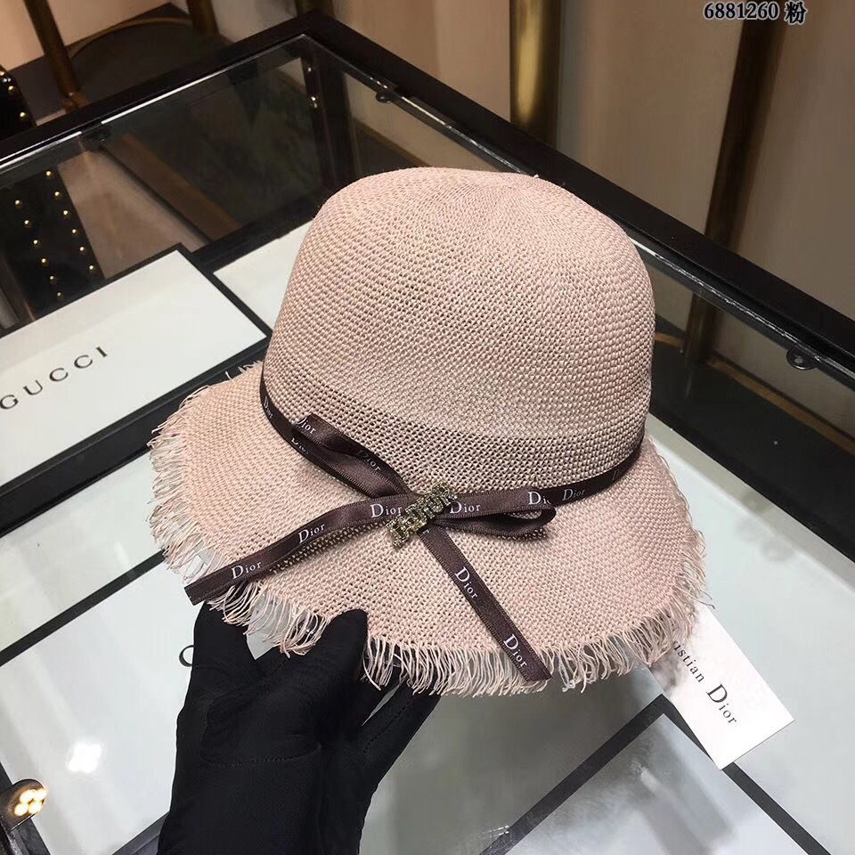 （Dior）迪奥手钩草帽  专柜品质   狠货来袭  粉色