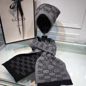  Gucci古奇 兔绒+羊绒针织围巾帽子套装  质感 非常棒️保暖