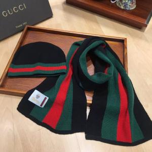  Gucci古奇 兔绒+羊绒针织围巾帽子套装 GUCCI简单经典款