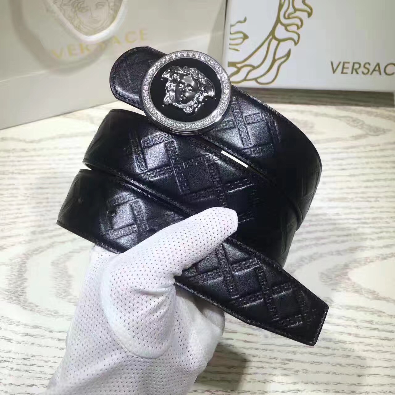 Versace压花款 非市场普通二层皮货 商务休闲可用腰带