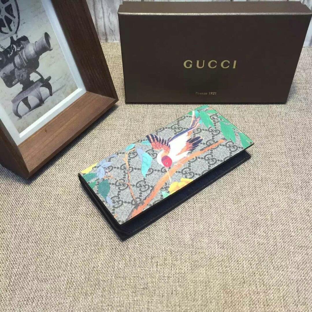 Gucci 427011啡鸟 长款 气质钱包