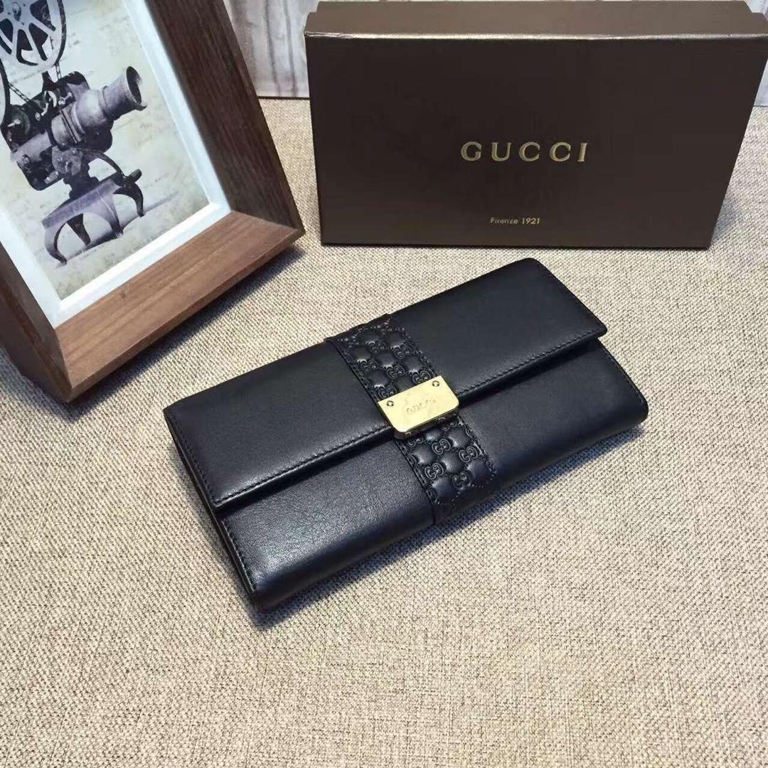 Gucci 233028 黑色 长款五金高品质高气质钱包