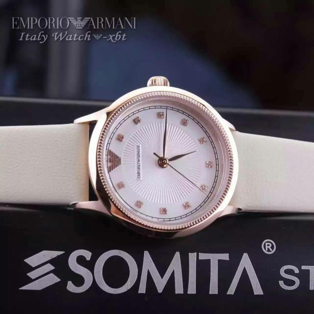 原单  阿玛尼 Ar1913 玫瑰金壳与白面 女性手表