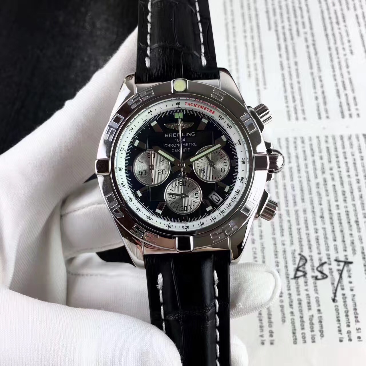 百年灵Breitling 计时系列男士腕表 进口真牛皮表带