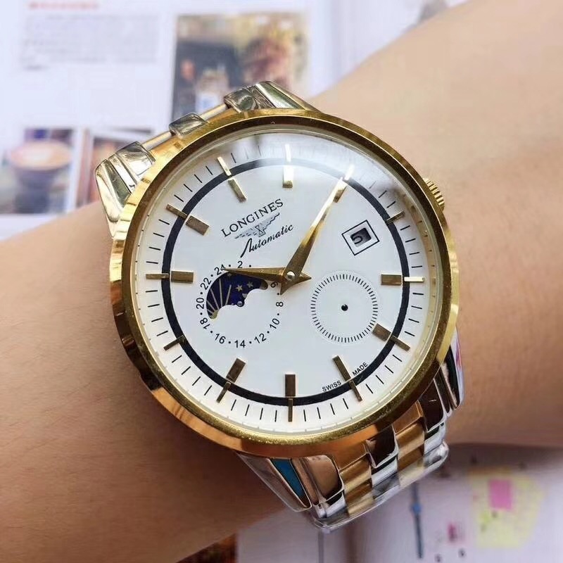 浪琴-LONGINES男士手表 简约两针半单日历搭配9字位日月星辰设计