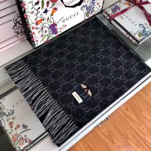 古奇专柜新款小蜜蜂刺绣羊绒围巾 2018新款专柜在售