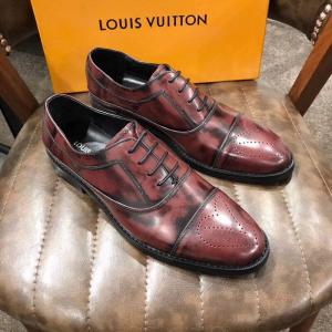 LV 男士商务皮鞋系列 红色擦色款 黑色漆皮款 非常奢华