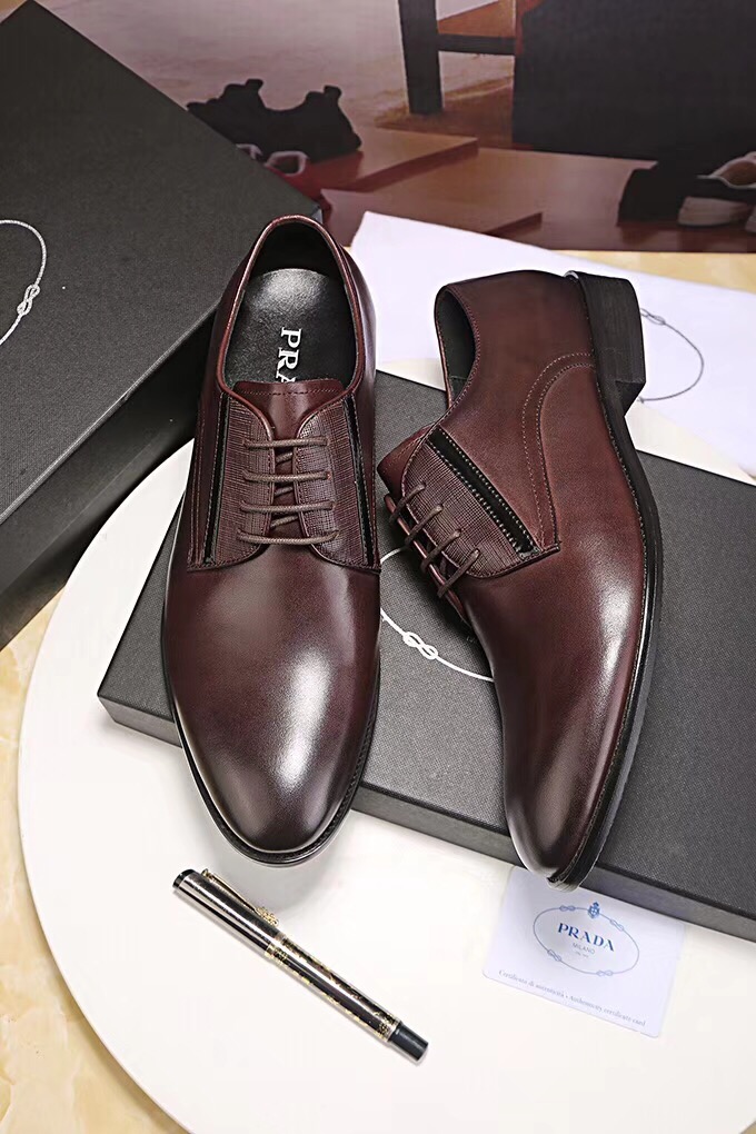 重磅打造高端货｛普拉达｝男士系带休闲商务皮鞋