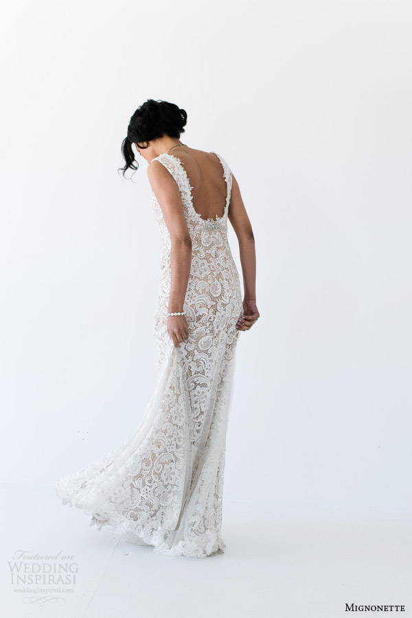mignonette bridal spring 2014 batten sleeveless lace gown back view