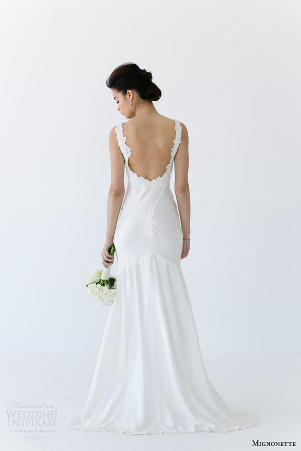 mignonette bridal spring 2014 renee wedding dress lace straps back view