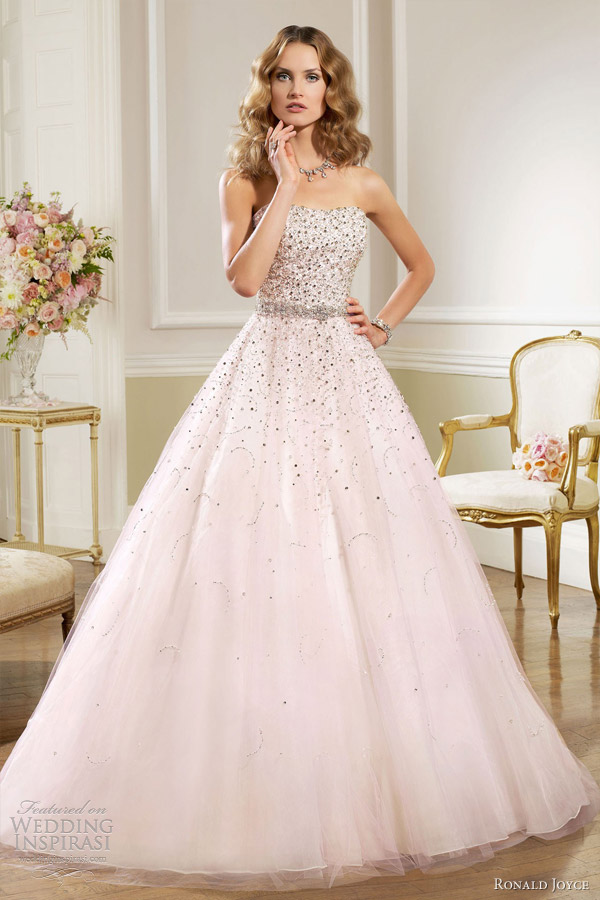 ronald joyce bridal 2013 strapless ball gown pink pale lilac wedding dress