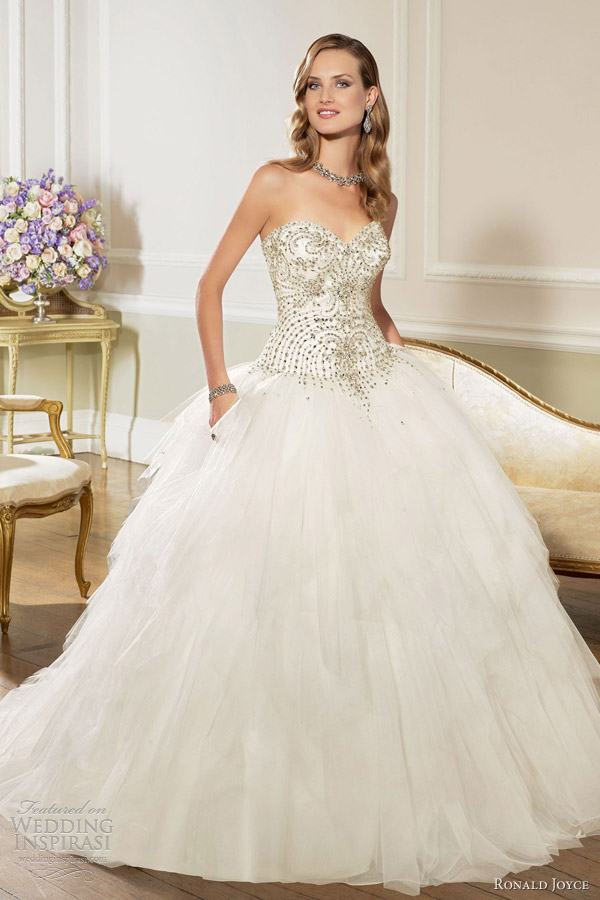 ronald joyce wedding dresses 2013 strapless ball gown tulle satin embellished bodice 67028