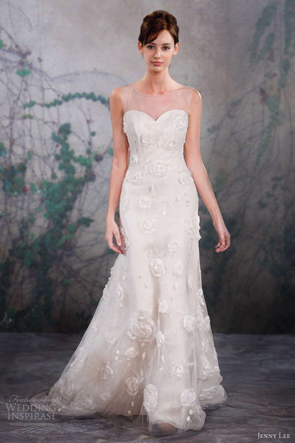 jenny lee wedding dresses fall 2013 sleeveless gown illusion straps 1322