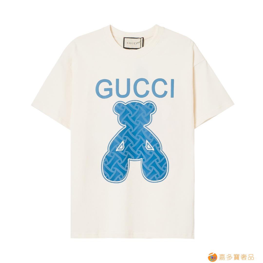 Gucci古奇时尚发泡小熊字母logo圆领T恤