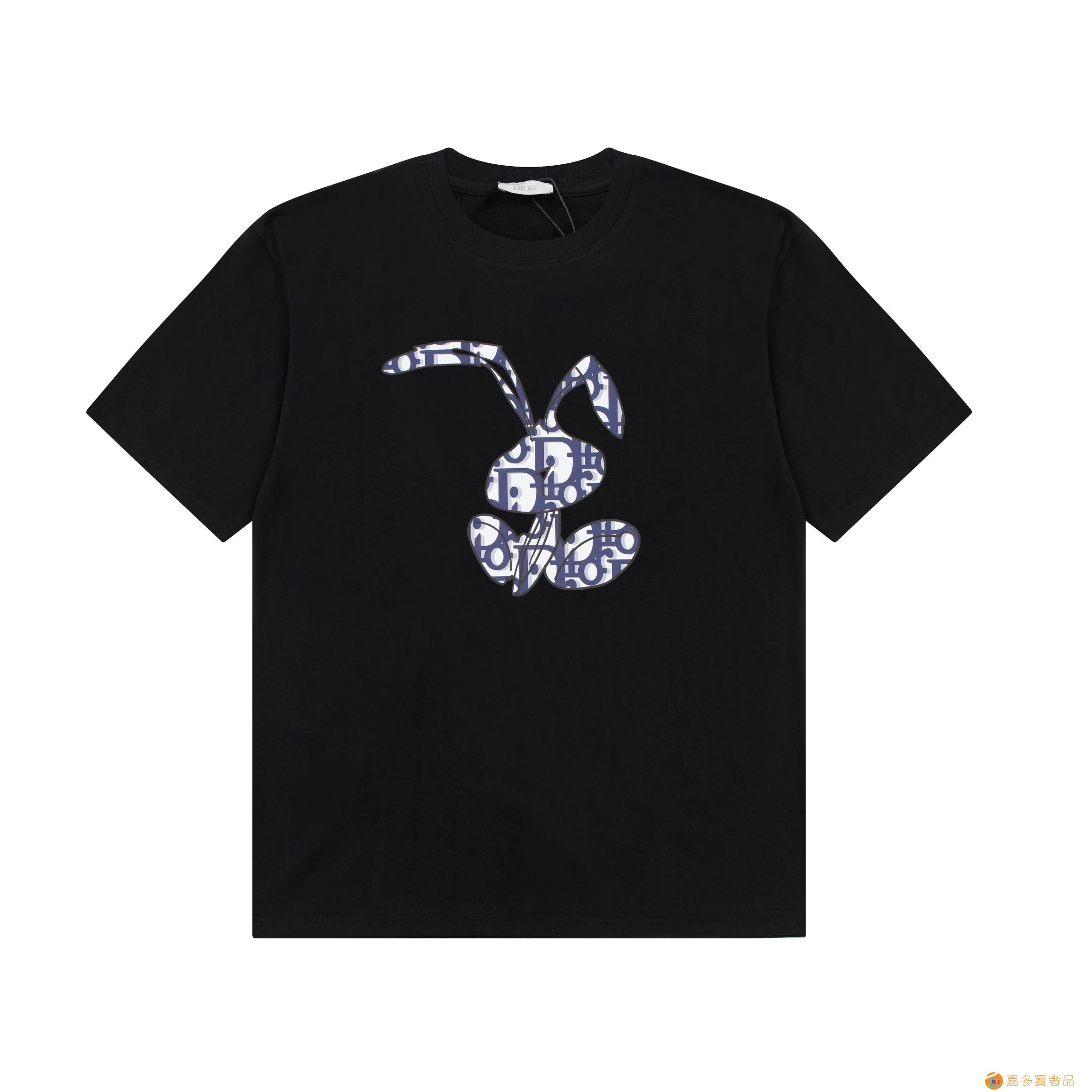 Dior/迪奥 春夏季新款现货,金典logo配色兔子印花圆领