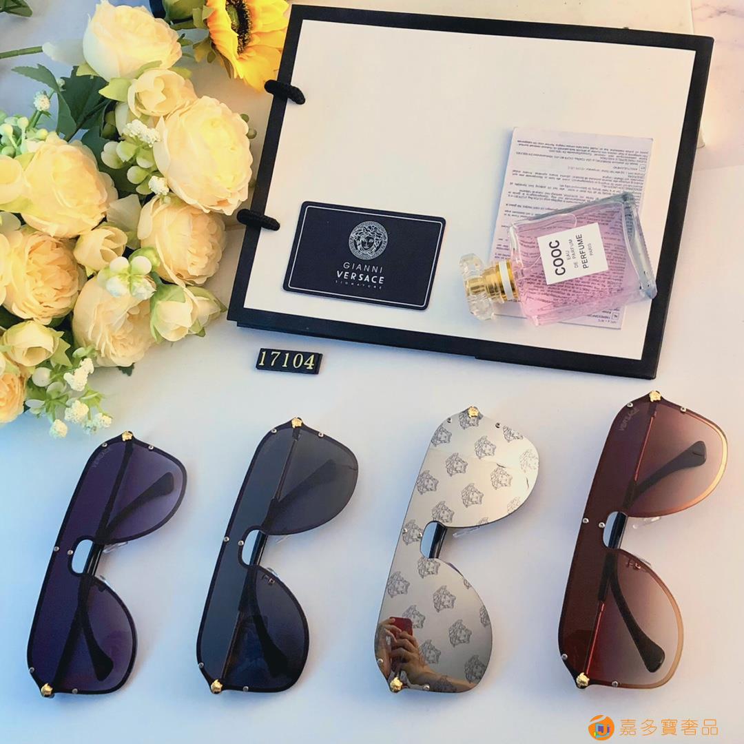 Versace欧美时尚大框连体百搭太阳镜 简约一片式墨镜金属