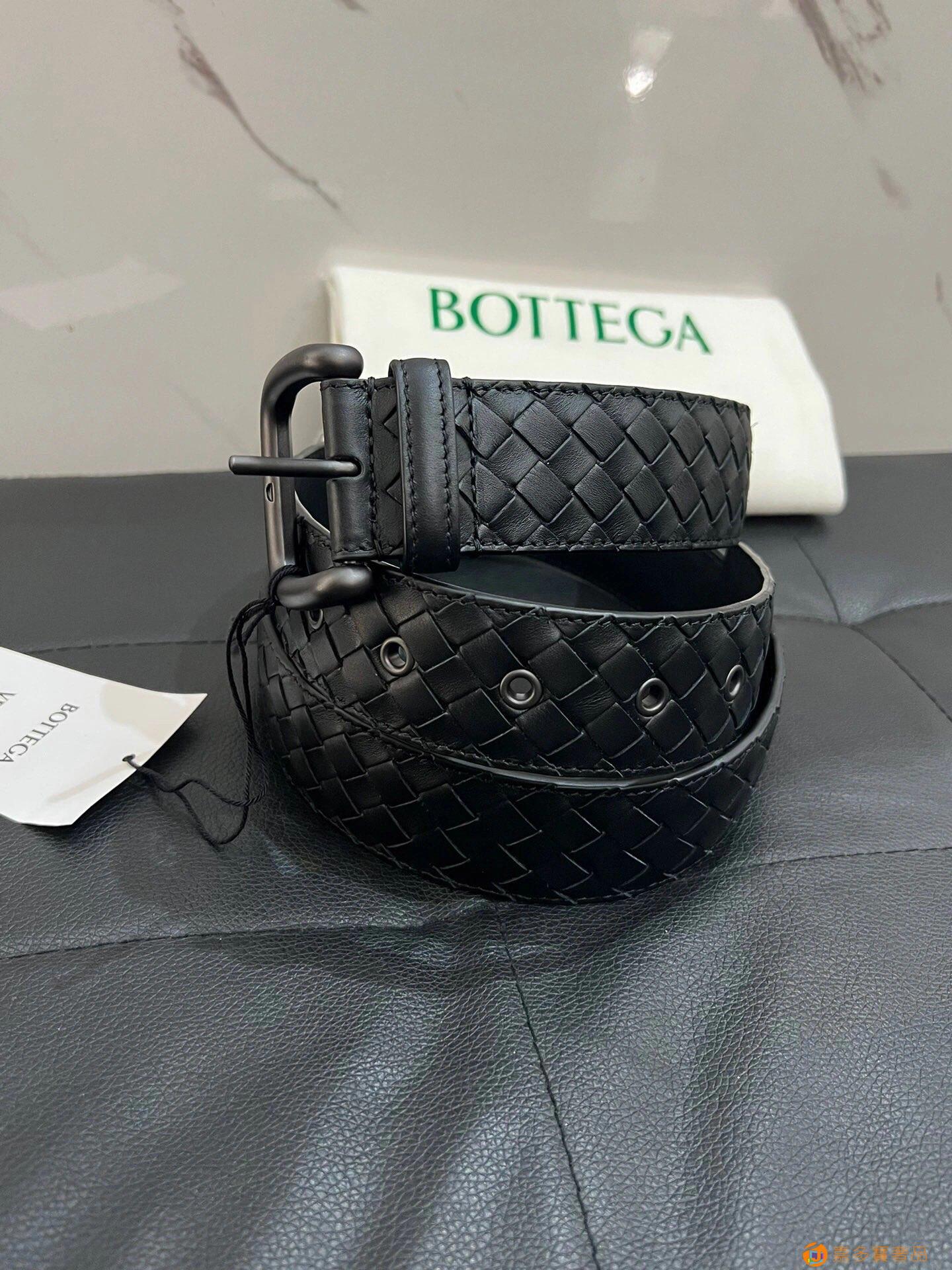 Bottega Veneta 黑色经典编织皮带 宽CM